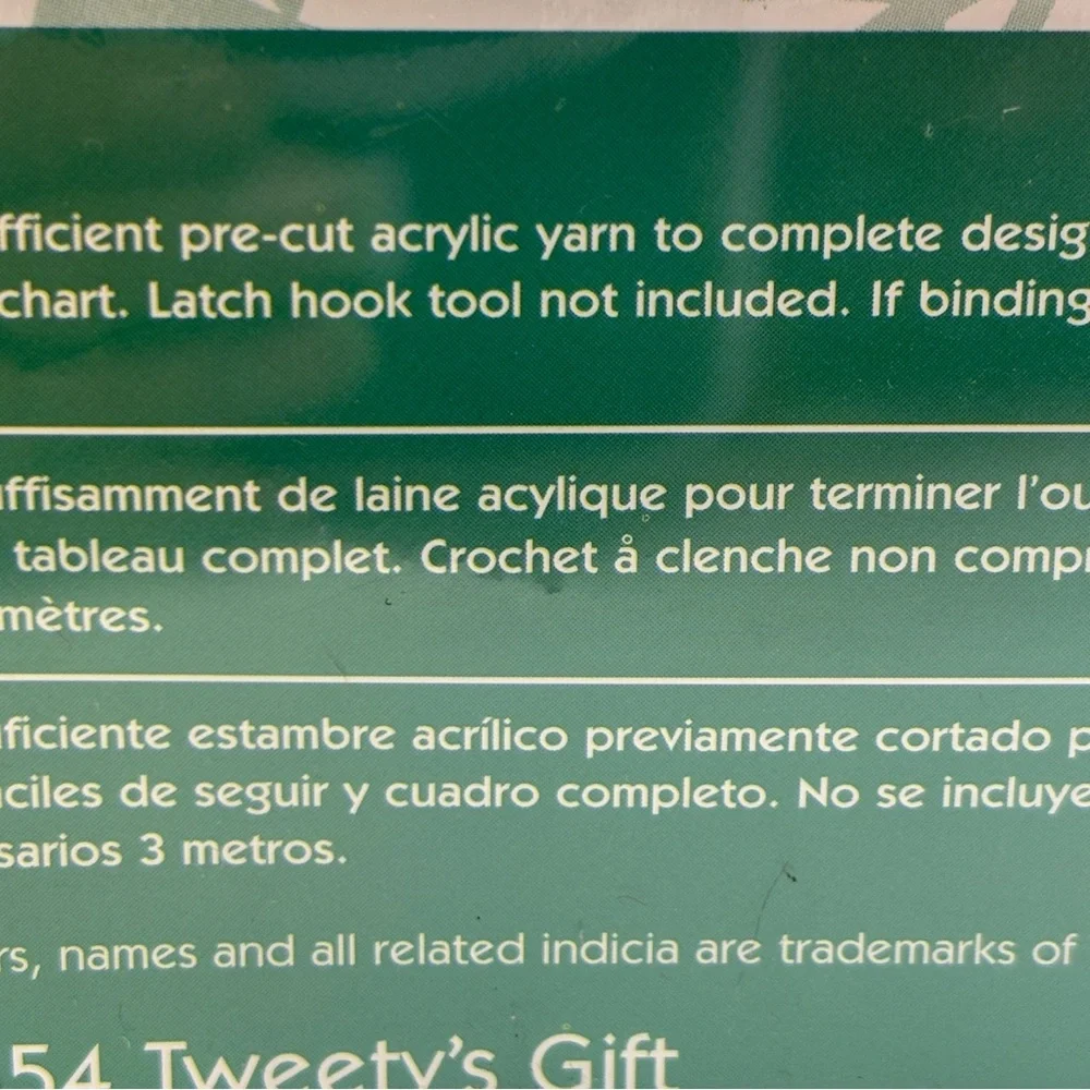 Warner Bros Looney Tunes Tweetys Gift Christmas Latch Hook Kit Sylvester Sealed - Picture 6 of 11